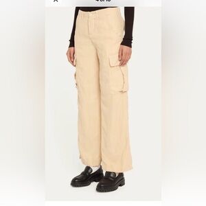 NSF Tan Bennett Linen Cargo Pants Relaxed Fit Utility Style